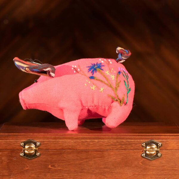 Soft toy “Pink Piglet with Floral Pattern” - Image 2