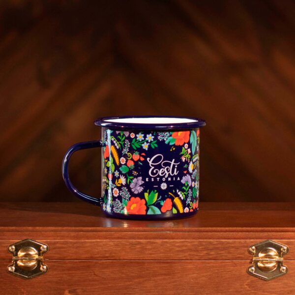 Metal mug with a floral pattern - Image 2