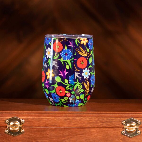 Metal thermal mug with a floral pattern - Image 2